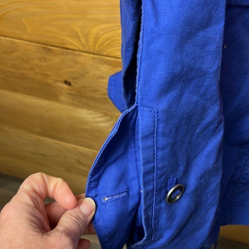J. Crew Anorak Utility Jacket Blu Orange Hooded Drawstring Cargo Pockets M Sport - Picture 7 of 10